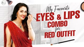 My Favourite Eyes and Lips Combo For Red Outfit || Eyeshadow & Lipstick || Sadaa's Green Life