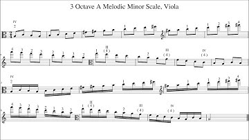 3 Octave A Melodic Minor Scale, Viola