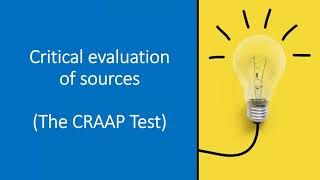 Analysing and evaluating sources - the CRAAP test