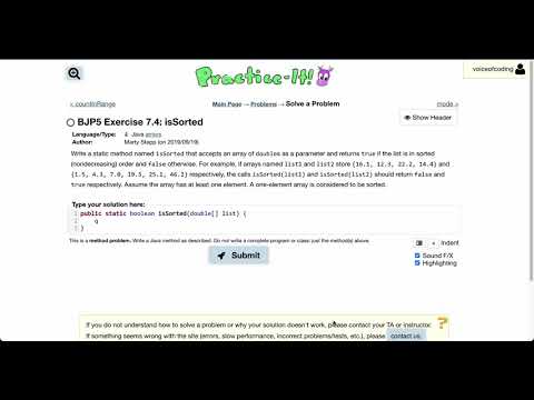 Exercise 7.4 (isSorted) Java Tutorial || Practice-It