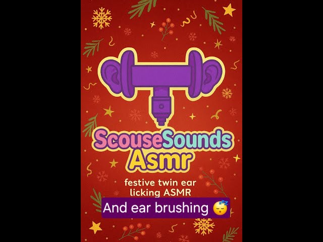 twin ear licking and brushing ASMR- christmas episode 3!!! for sleep and relaxation!!!