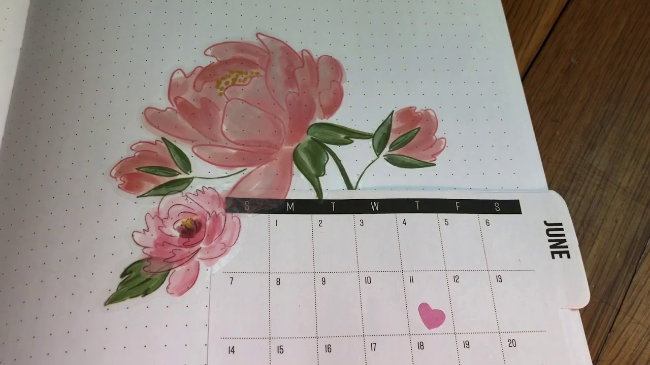 June 2020 Roses Bullet Journal / Pink Roses Theme - YouTube