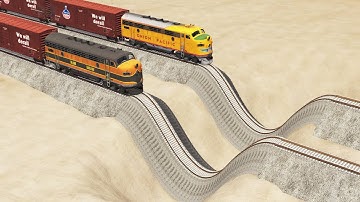 Impossible Mistake Pothole Railroad Track Vs Trains Crossing - BeamNG.Drive