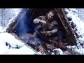 Viking bushcraft trip - snow, tipi, pine tea, wilderness, reindeer skins, cooking meat etc.