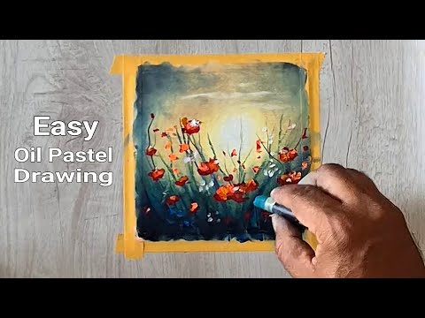 Red Poppies / Easy Oil Pastel DRAWING / For Beginners