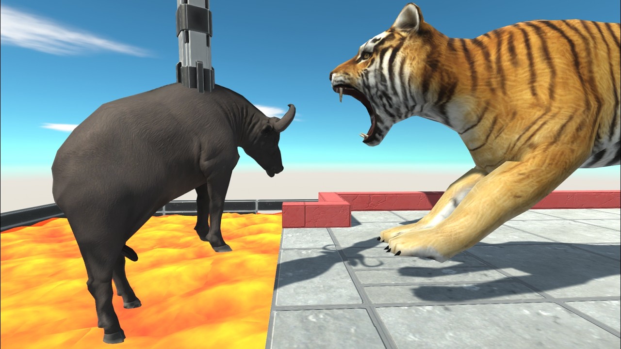 Buffalo Hanging Over Lava #3 - Can He Be Saved 🔥| ARBS - Animal Revolt Battle Simulator