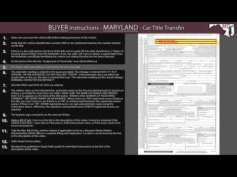 Maryland Title Transfer *BUYER* Instructions