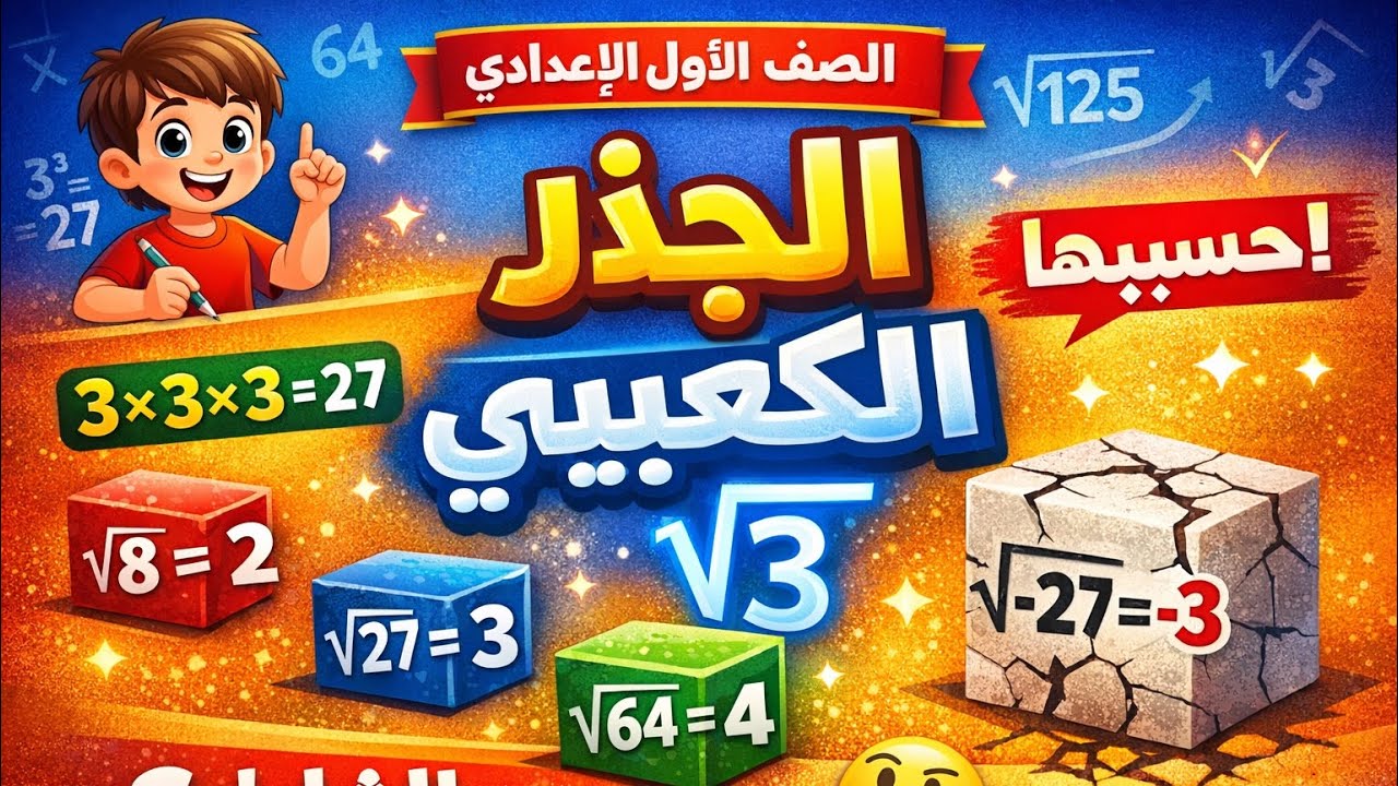 ‏الدرس الخامس ( الجذر التكعيبي )للصف الأول الإعدادي ترم ثاني 