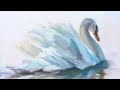 Swan LONG version White on White Feathers Alla Prima Painting Demo Oils