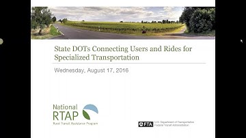 National RTAP 101 Webinar Series: Connecting Users and Rides for Specialized Transportation
