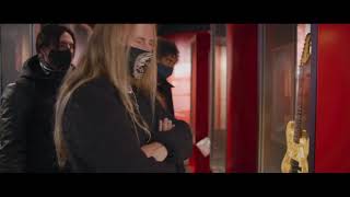 Jerry Cantrell shows his original G L Blue Dress guitar on display at Seattle s MoPOP Museum