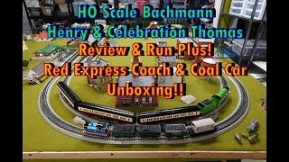 HO Scale Bachmann Henry & Celebration Thomas Review & Run Plus. Plus Red Express Coach & Coal Car!