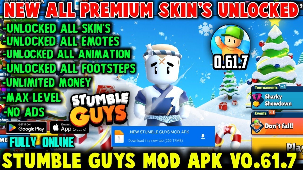 STUMBLE GUYS MOD MENU 0.61.6 - SKINS EMOTES AUTO WIN - STUMBLE GUYS 0.61.6  UPDATE MOD APK GAMEPLAY 