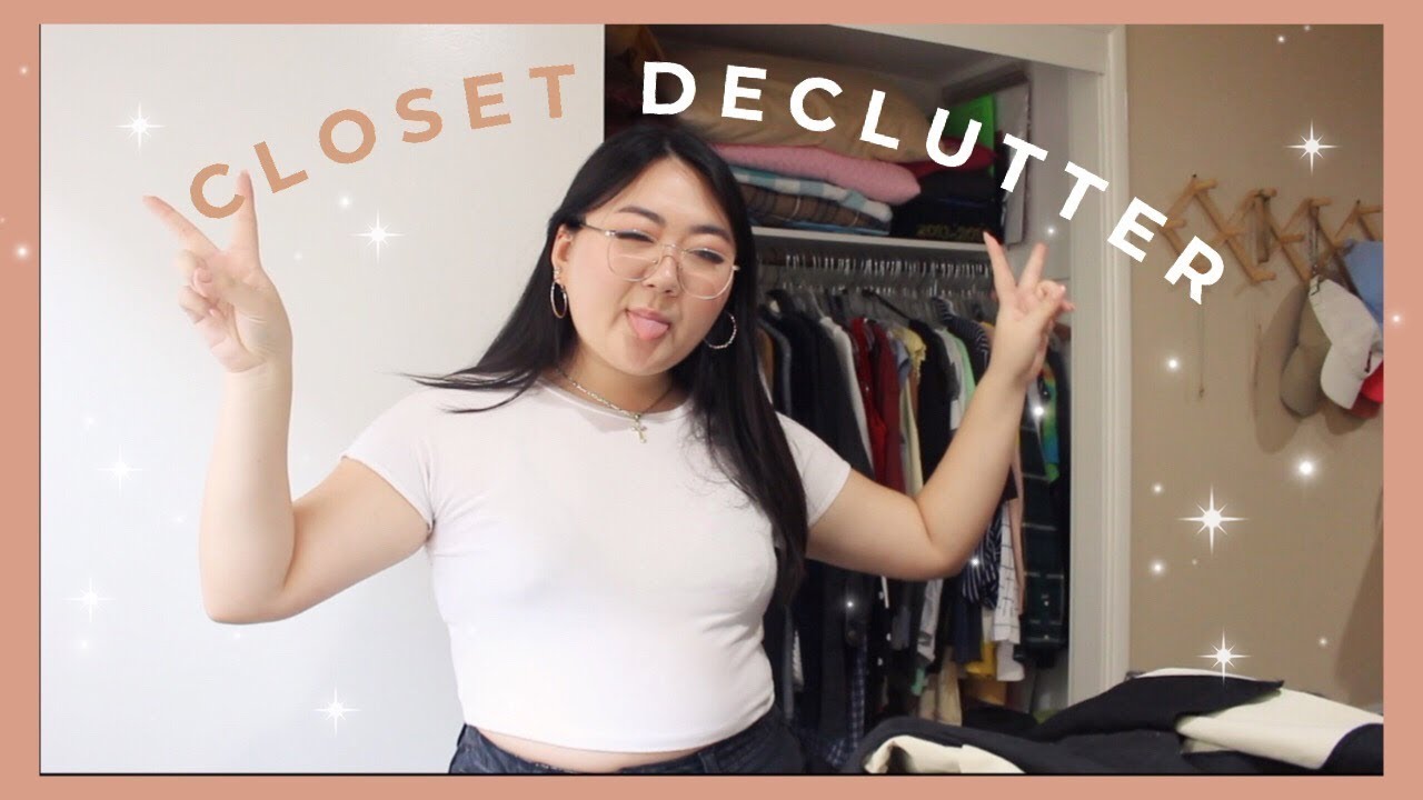 trying on all my clothes: closet declutter pt 1 - YouTube