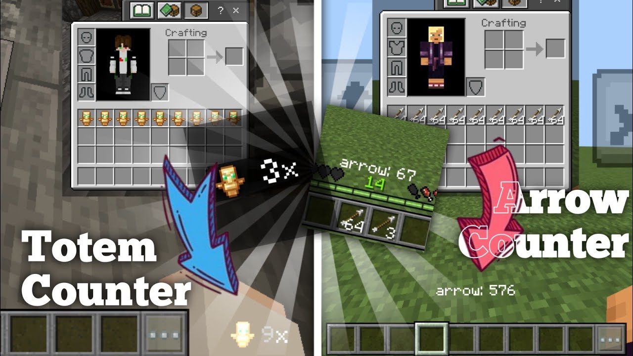 Totem Counter Mod Totem Counter And Arrow Counter For MCPE/MCBE 1.21+ - YouTube