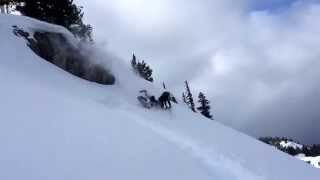 Epic snowmobile jump fail
