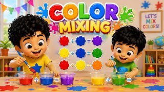 Color Mixing Magic 🌈 | Learn Colors for Kids | Red + Yellow, Blue + Yellow | Avi & Viku 
