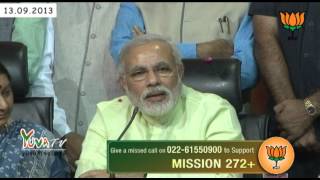 Shri Narendra Modi gracefully accepts the responsibility to lead BJP towards Mission272+.