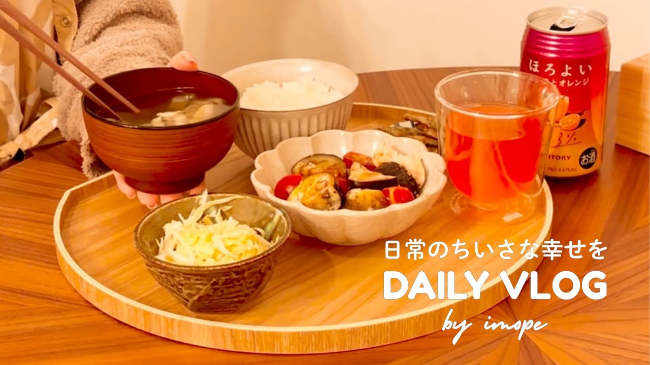 【vlog】おうち時間｜静かな夜のひとり晩酌🌙｜簡単おつまみの夕食献立｜平日の食事・レシピ・簡単・作り置き・料理を楽しむ・節約