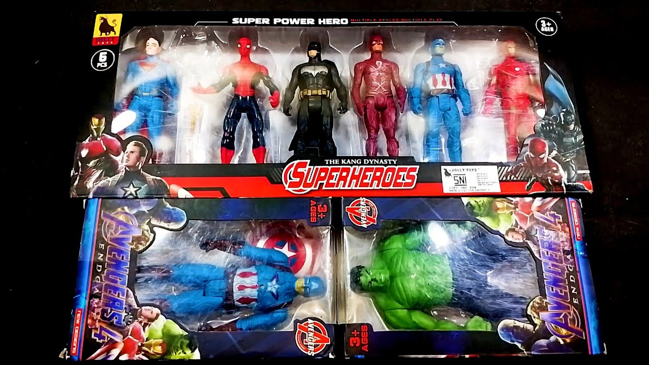 4.34minutes satisfying with unboxing superhero avengers set 8pcs |ASMR| spiderman, Batman, Superman