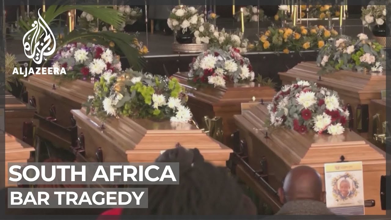 South Africa president attends funeral of bar tragedy victims