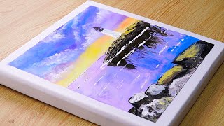 Island & Lighthouse || Relaxing Painting #59 || Simple Painting