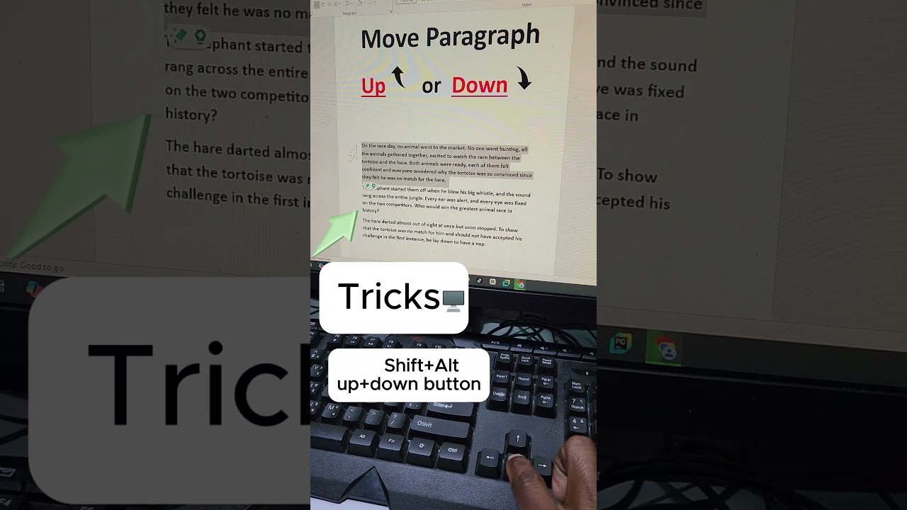 Shortcut key for move paragraph up and down 