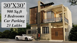 30X30 Duplex House Design | 900 Sqft House Plan | 5Bhk Design | 9X9 Meters House Design