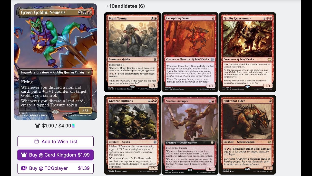 Magic the Gathering | Green Goblin Nemesis EDH Discard Kindred Deck Tech