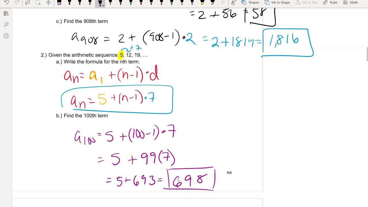 Day 5 Arithmetic Sequences and Series part 1 - YouTube