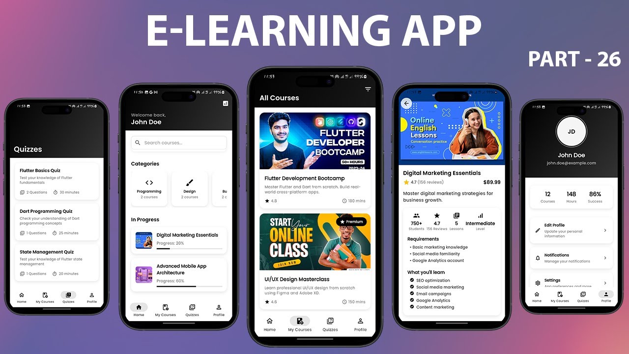 Complete Flutter E-Learning App – Student Progress Screen UI | Speed ...