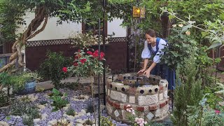 DIY Garden Fountain \& Cottage Garden Makeover