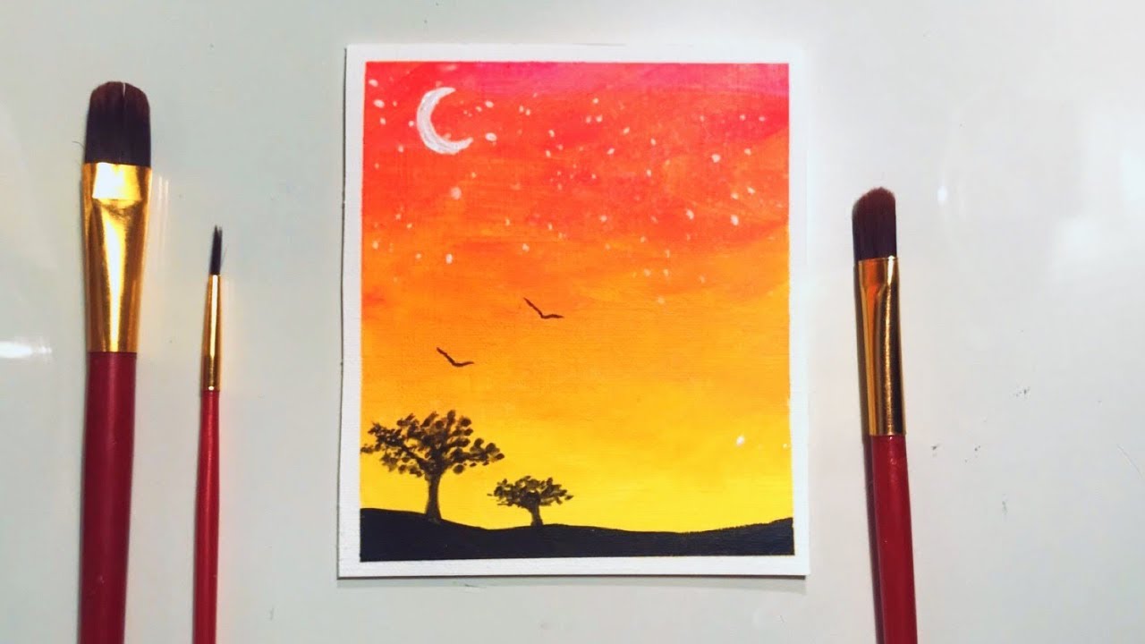 Simple Sunset Acrylic Painting