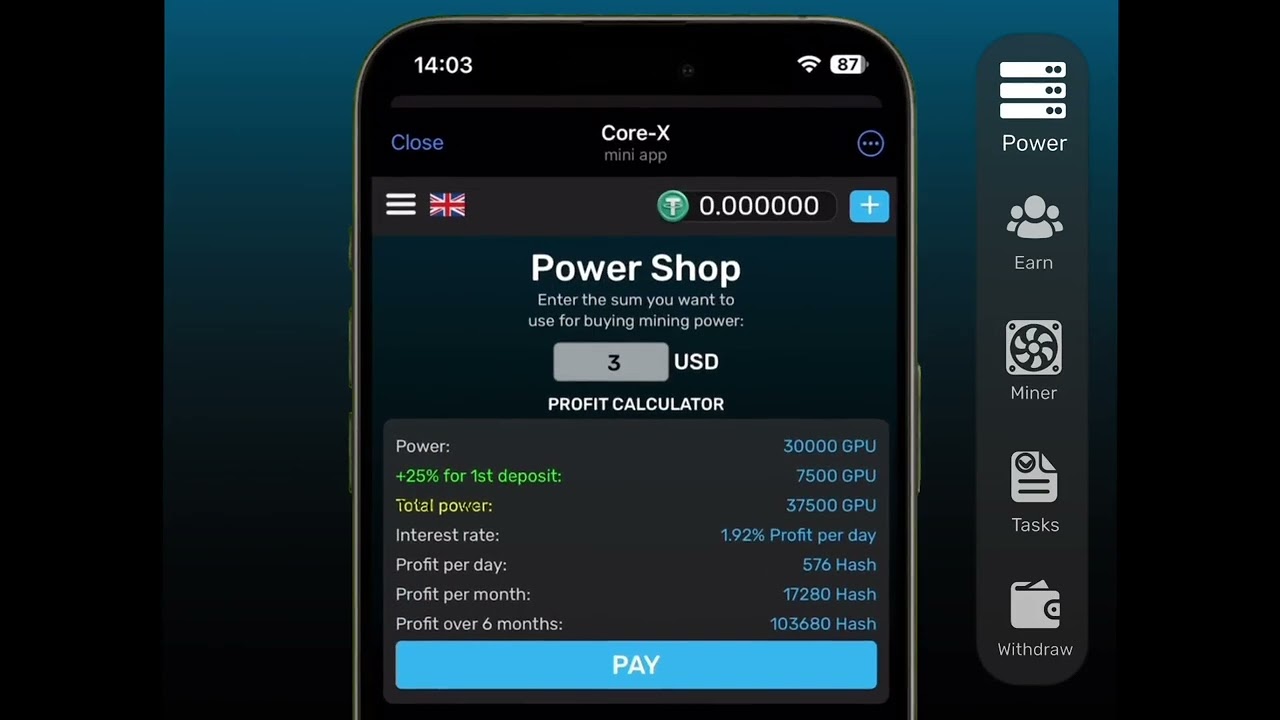 CORE-X || Cloud mining with just 1 click!