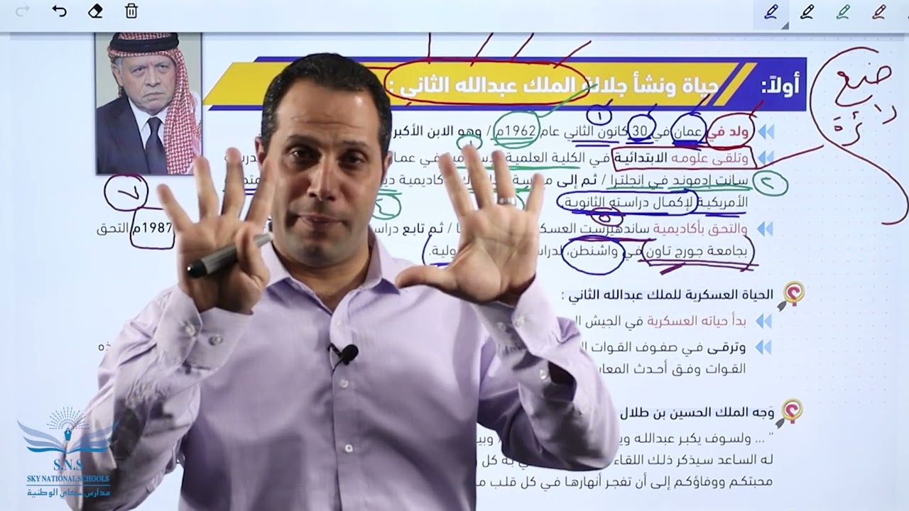 شرح درس الملك عبدالله الثاني ابن الحسين - تاريخ الأردن - الأستاذ حسين المسالمة