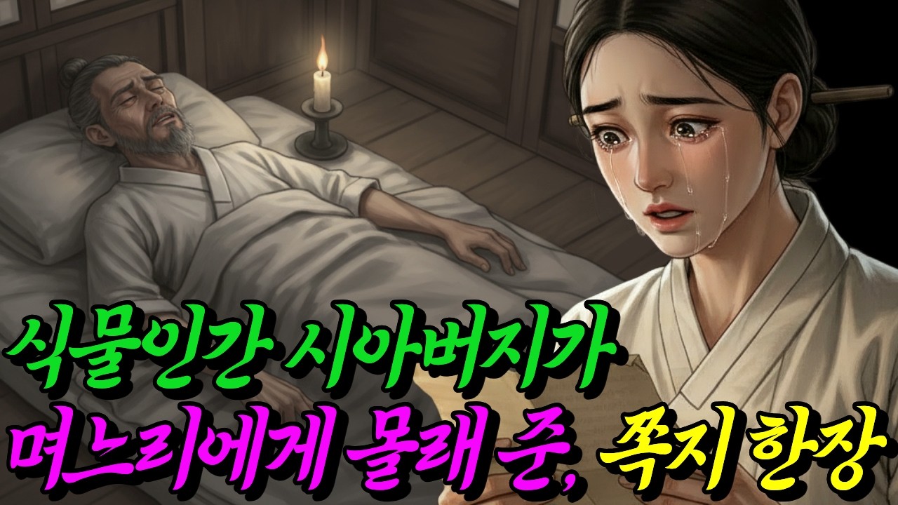 식물인간 시아버지가 과부 며느리에게 몰래 건넨 쪽지 한 장, 5분뒤 악독한 시어머니 무릎 꿇고 오열한 이유. 야담 | 전설 | 설화 | 옛날이야기 | 오디오북 | 민담