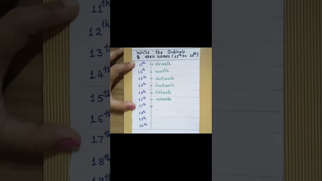 Write Ordinal numbers and their names (11th to 20th) / maths tutorial
