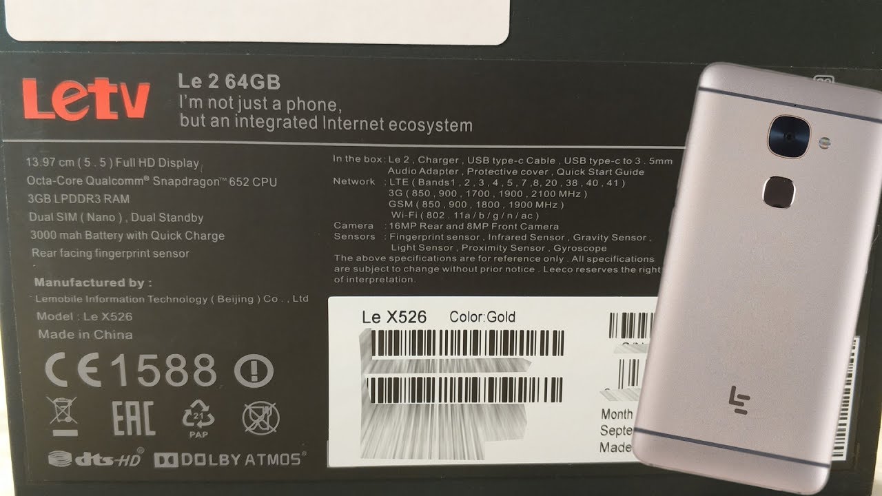 smartphone leeco le 2 x526 4g quick charge 3gb 64gb snapdragon 652