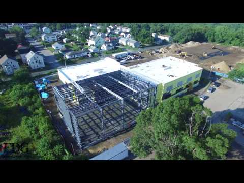 Blackstone Valley Prep High School construction aerial footage July 28, 2017