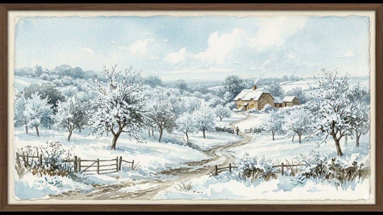 ❄️ 15 Mins of Victorian Winter | Cozy Watercolor Cottage (Ambient Screensaver)