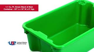 1.1 Cu. Ft. Green Stack & Nest Container | U.S. Plastic Corporation®