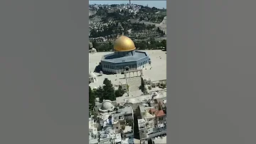 لقطات جوية جميلة لمسجد قبة الصخرة المشرفة بدون صوت او نغمة 