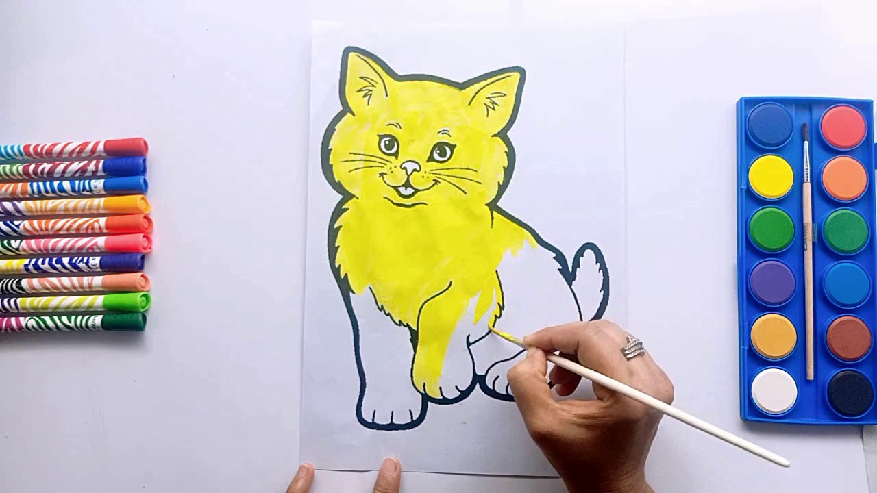 Coloring CAT Easy Step by Step |Colouring Cat |Colouring Cat for Kids ...
