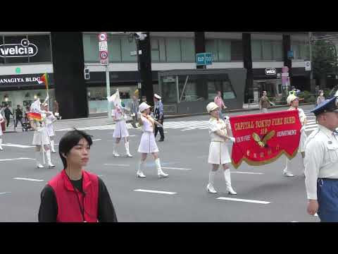 @2024年10月27日@東京消防庁音楽隊・カラーガーズ隊@オープニングパレード@第51回日本橋・京橋まつり大江戸活粋パレード@日本橋三丁目交差点@11:54