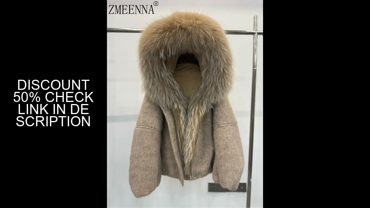 ZMEEENNA Women’s Winter Wool Coat With Oversized Real Fur Collar Thick Warm Short Jacket Russian Sty