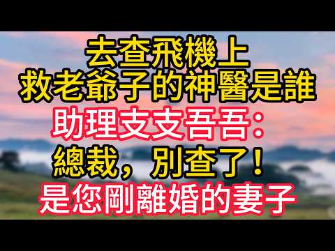 去查，飛機上救老爺子的神醫是誰，助理支支吾吾：總裁，別查了！是您剛離婚的妻子#故事#言情小說#一口氣看完#爽文