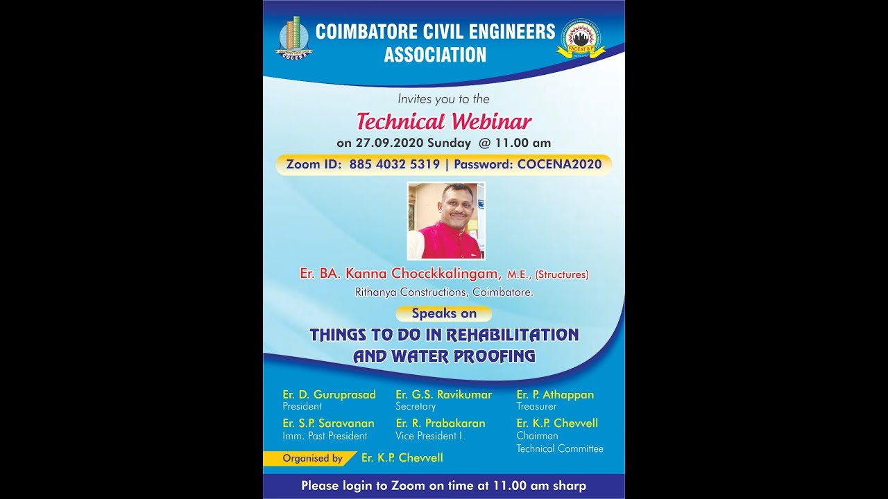 Things To Do In Re Habitation Of Building Water Proofing L Presentation By Mr Kanna Chokkalingam Youtube