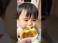 👩のシュークリーム食べたよ🧁#しまいにっき#年子姉妹＃1歳児#3歳児＃4歳児#shorts