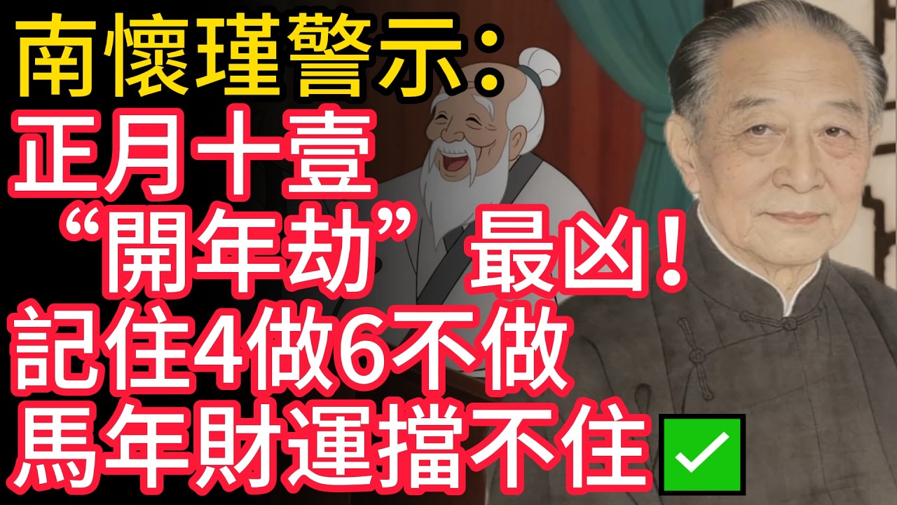 南懷瑾警示：正月十壹“開年劫”最凶！記住4做6不做，馬年財運擋不住✅