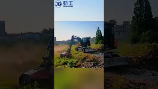Unstoppable Brush Cutter: Jingong Excavator Clearing Dense Slopes in Seconds! 🚜🌿